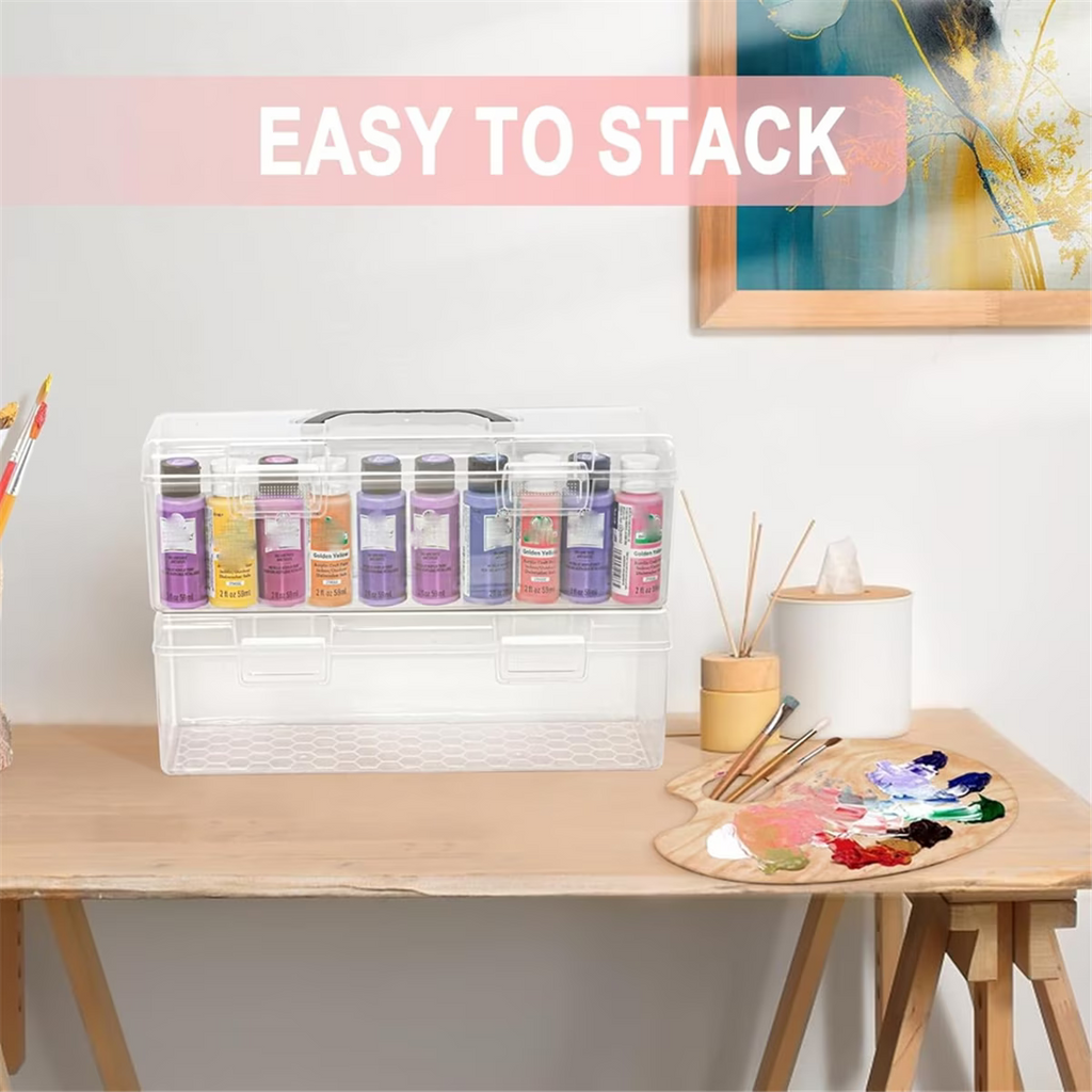 Acrylic Paint Storage Box, 30 Bottle Capacity Acrylic Paint Storage Box for 2 Fluid Ounces Acrylic Paint,Storage Box